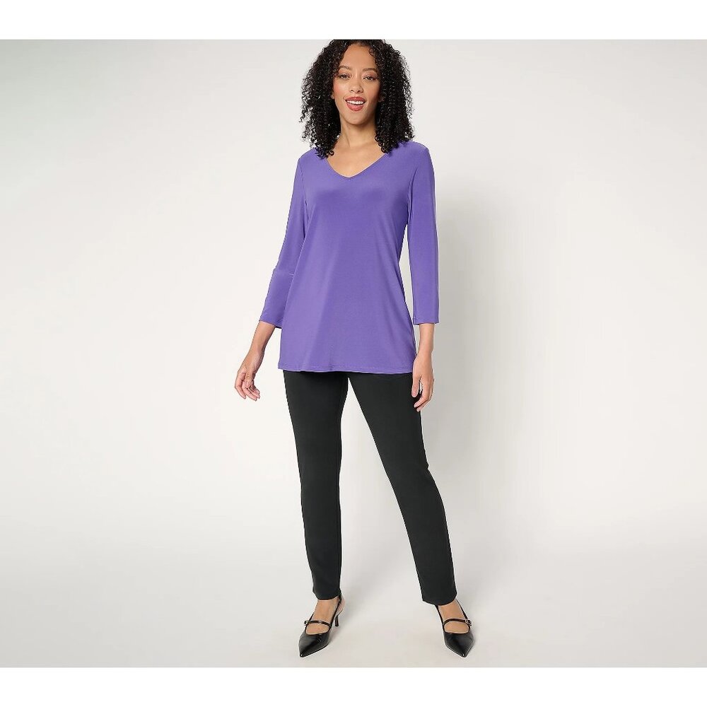 Attitudes by Renee Petite Knit Top Pant Set Size Large Grape Crush Purple Black